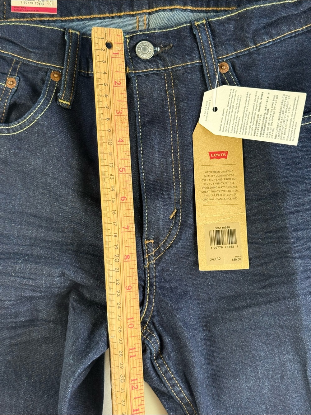 Levi's 514 Men's Indigo Straight-Leg Jeans Stretch 34x32 NWT Denim - Picture 4 of 11